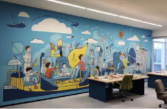 宿松办公室墙绘的特点。