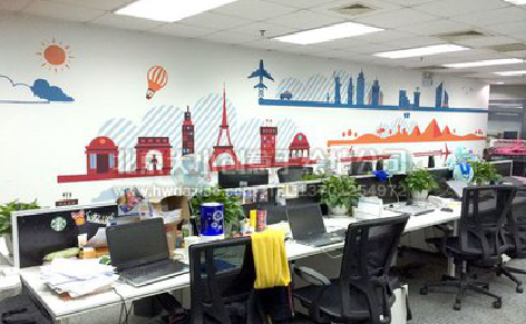 宿松教你设计办公室墙绘的方法。