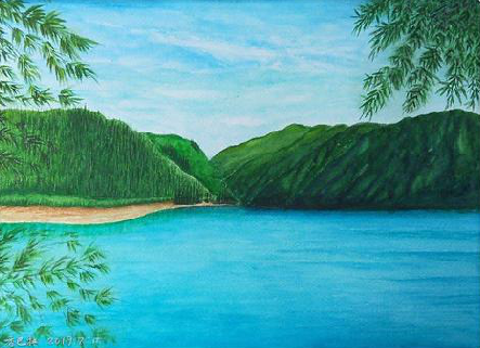 宿松在墙绘中，如何绘画绿水青山？