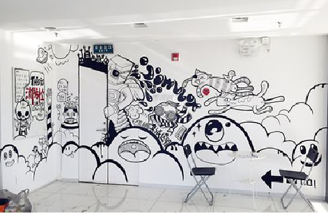 宿松手绘墙并非传统涂鸦。